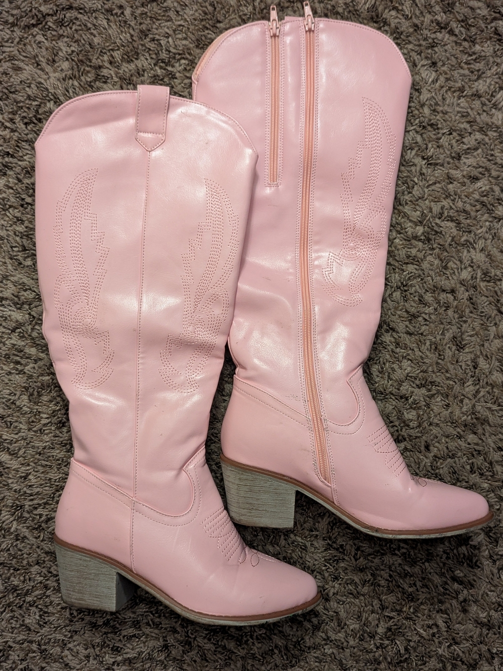 Sophia Taylor Pink Knee-High Cowgirl Boots